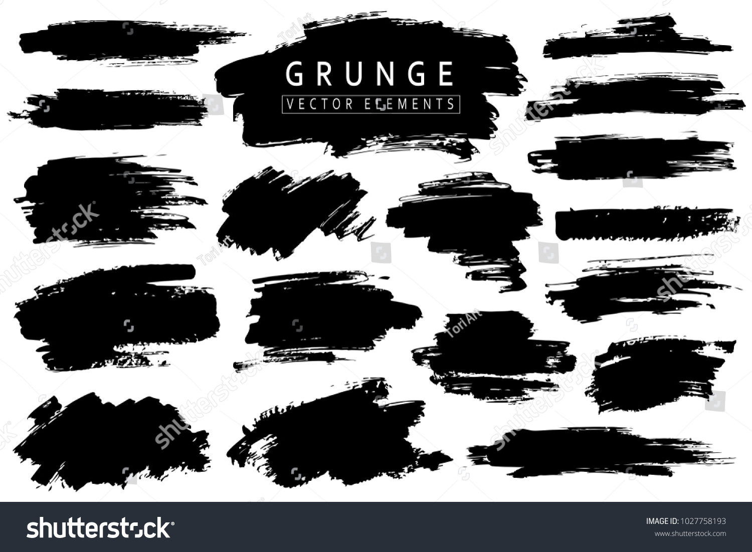 Grunge collection. Vector black brush strokes. Place for text #1027758193