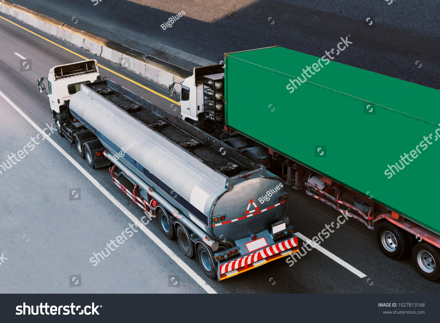 Gas or oil Truck on highway road container, transportation concept.,import,export logistic industrial Transporting Land transport on the expressway #1027813168
