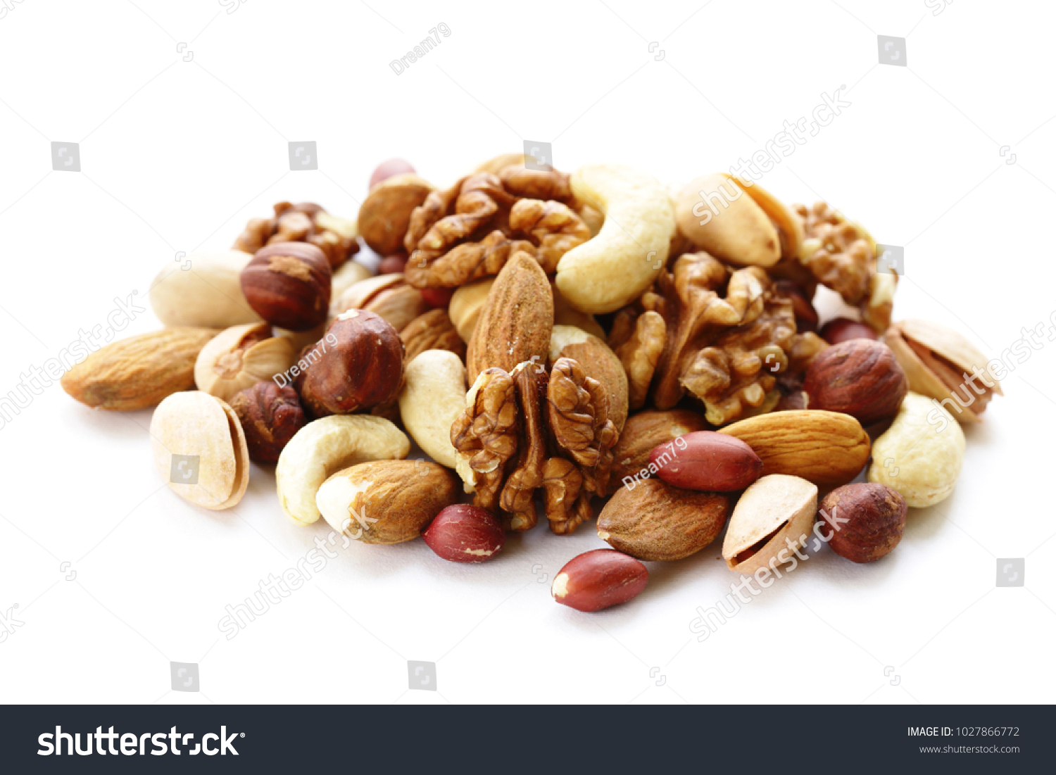 nuts mix for a healthy diet (cashew, pistachios, hazelnuts, walnuts, almonds) #1027866772