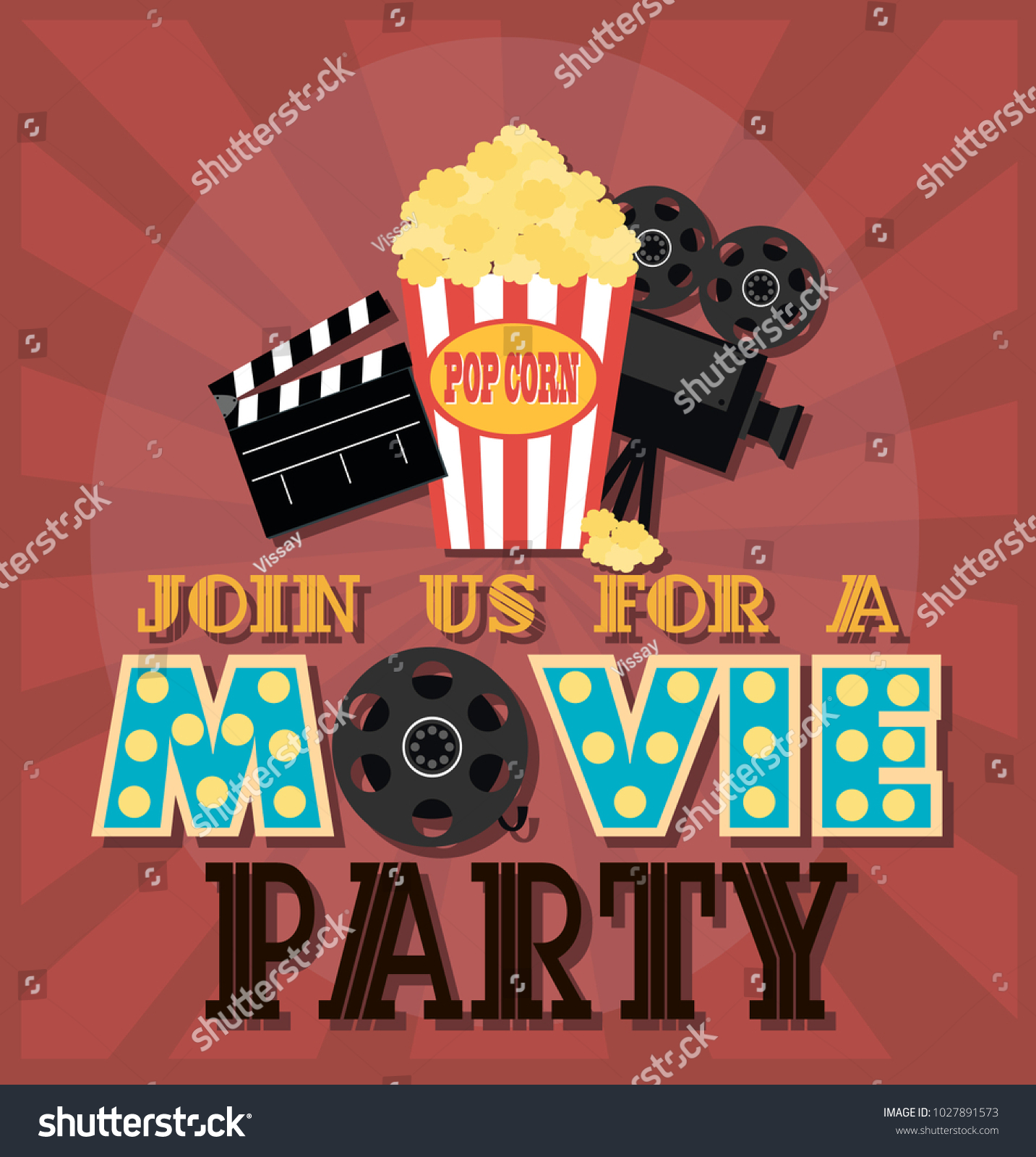 Invitation for Movie party, Hollywood party - Royalty Free Stock Vector ...