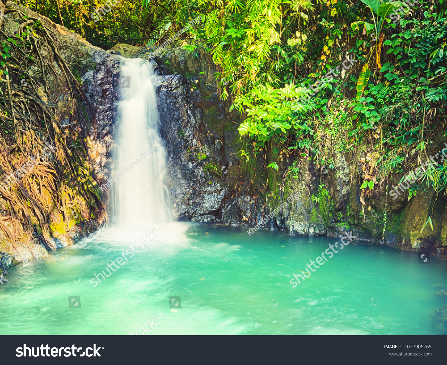 Beautiful Kaeng Nyui Waterfalls. Vang Vieng. Laos landscape. #1027906765