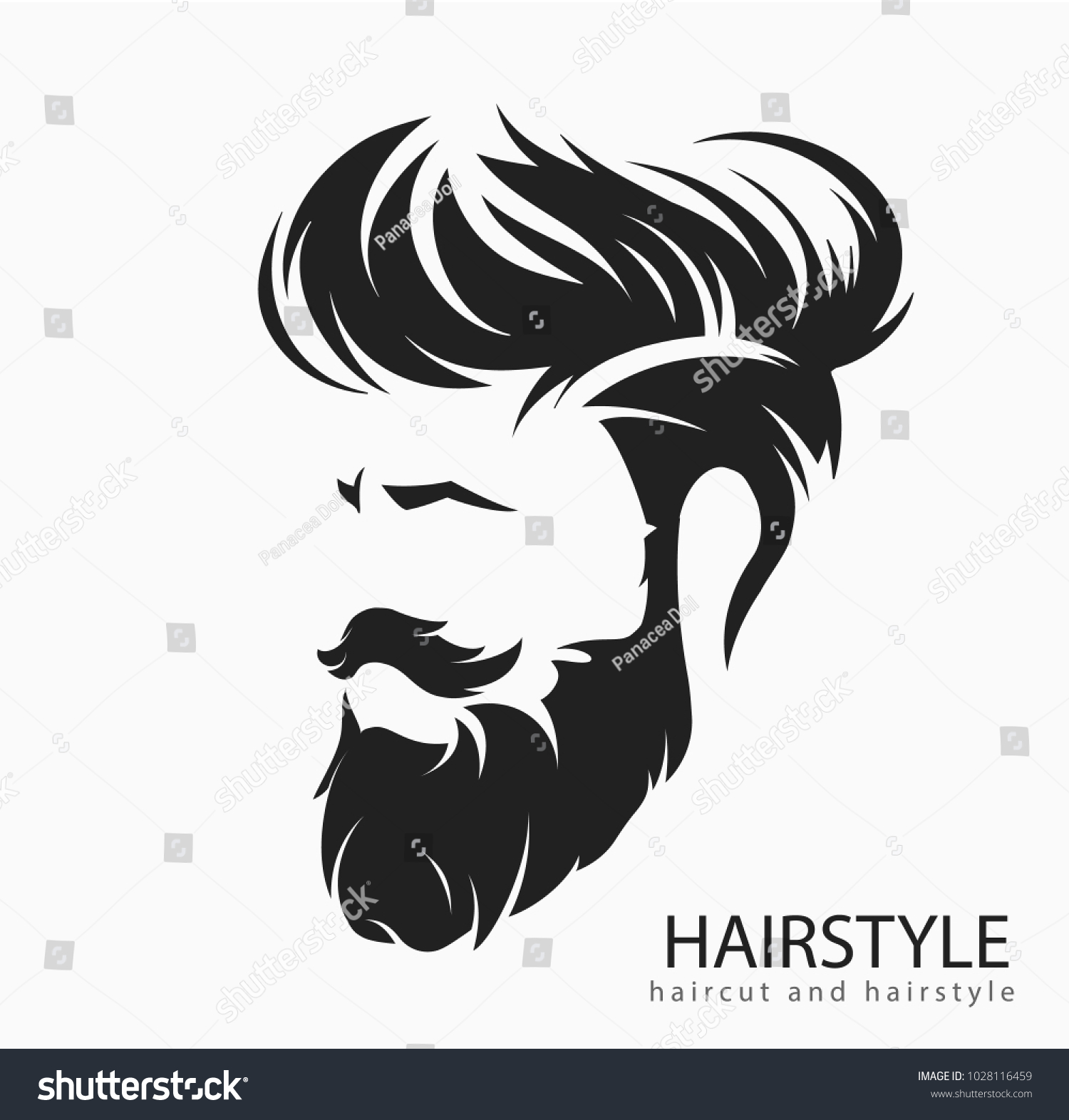 mens hairstyle and hirecut with beard mustache - Royalty Free Stock ...
