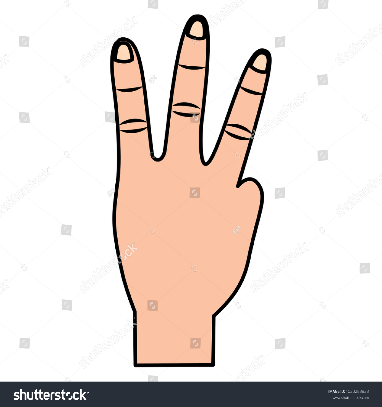 Hand Showing Three Fingers Gesture Royalty Free Stock Vector 1030283833