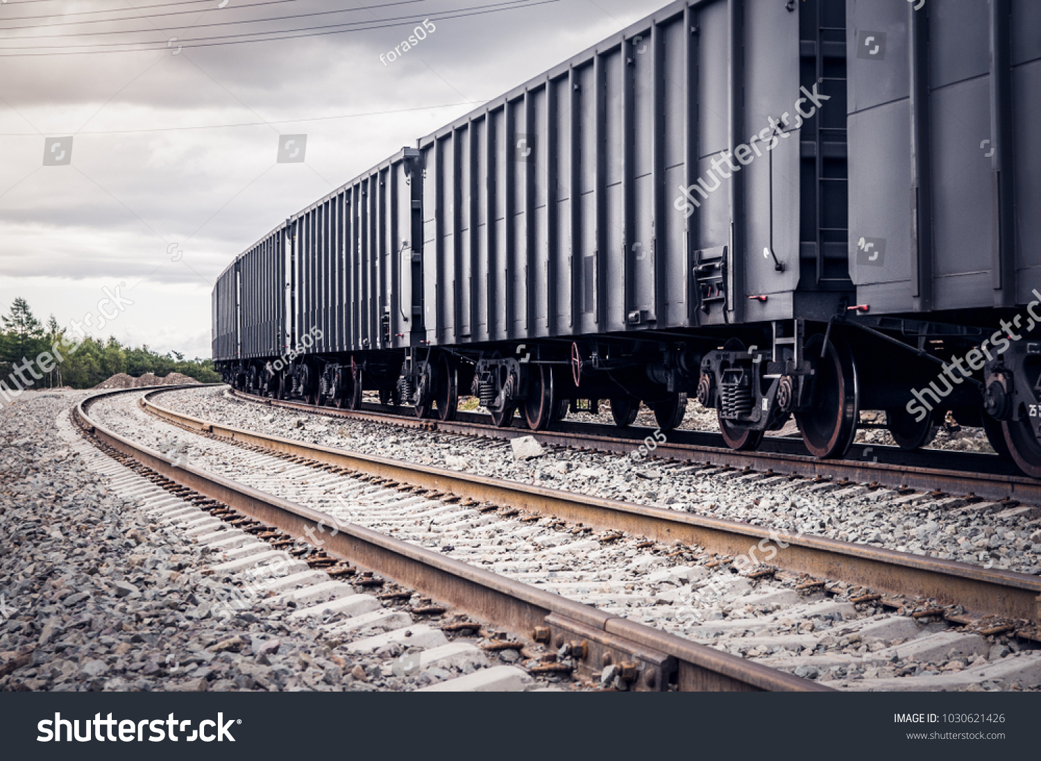 rail freight cars on rails #1030621426