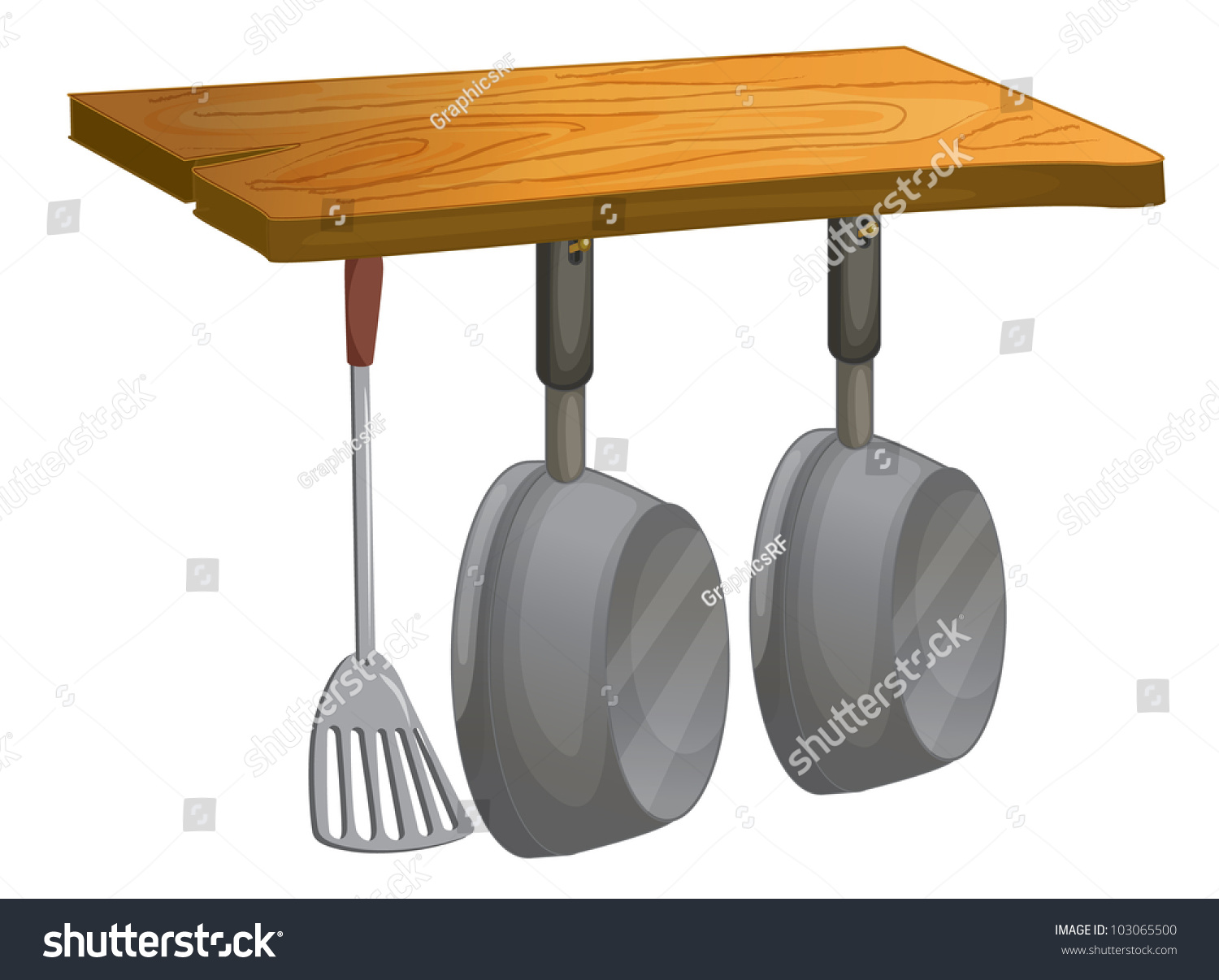 Illustration of hanging pots and pans EPS Royalty Free Stock Photo
