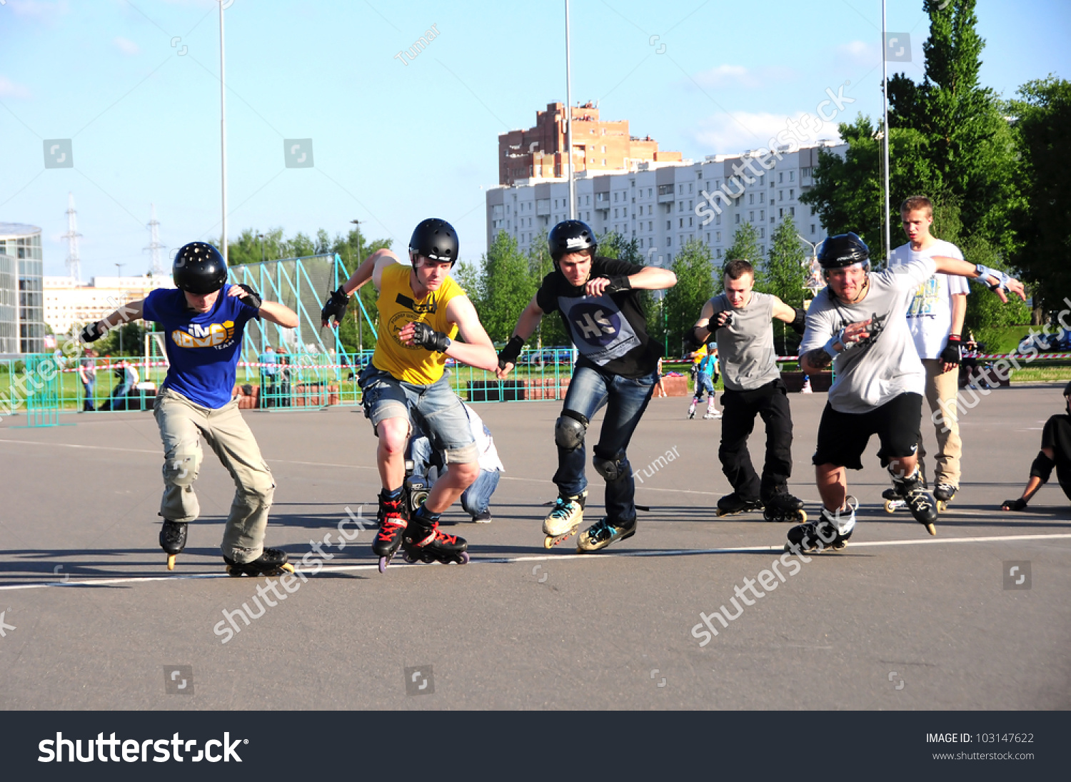 MINSK,BELARUS -MAY 19: School Roller Cup 2012 - Stage 1 (FSK). Unidentified sportsmen at the start (Bleydner Cross) on May 19, 2012 in Minsk, Belarus #103147622