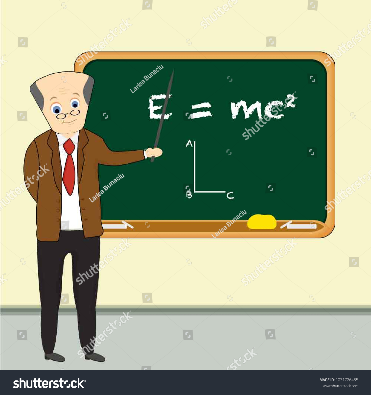 Teacher explaining relativity equation on - Royalty Free Stock Vector ...