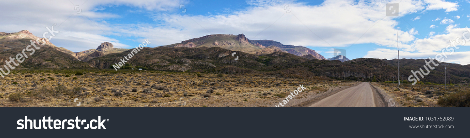 The famed Carretera Austral ( Southern Way), route 7, in Patagonia, Chile. A panorama of the Andes mountain range and landscape as seen from the highway.  #1031762089