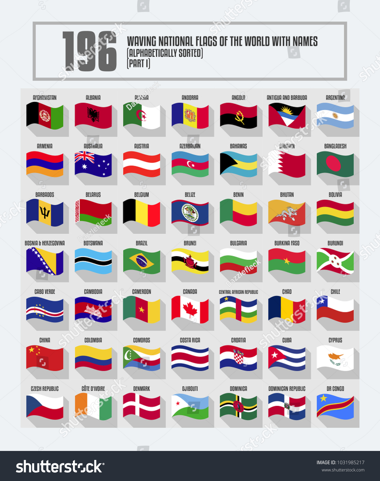 Complete set of Waving National flags of the - Royalty Free Stock ...