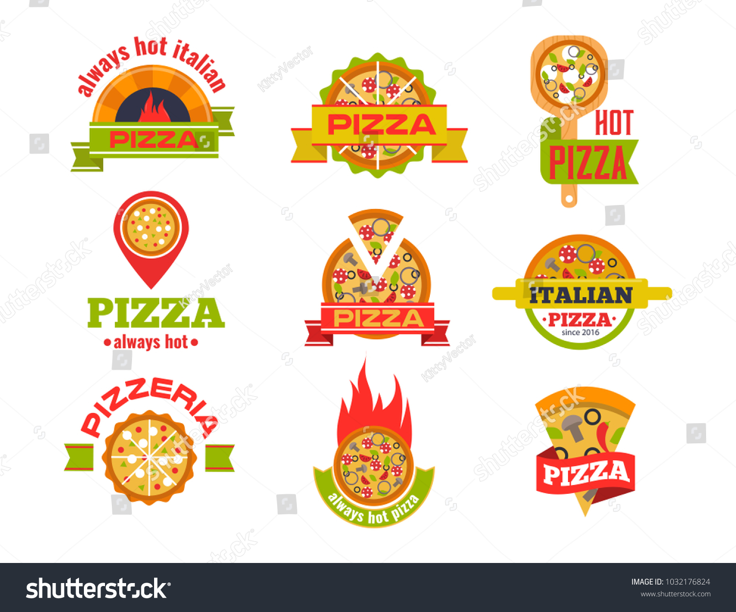 Delivery pizza vector logo badge pizzeria - Royalty Free Stock Vector ...