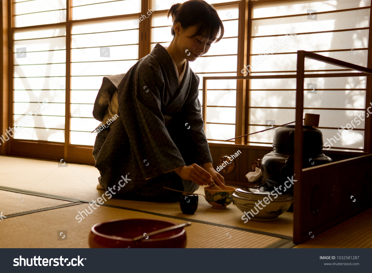 japanese woman wearing kimono #1032581287