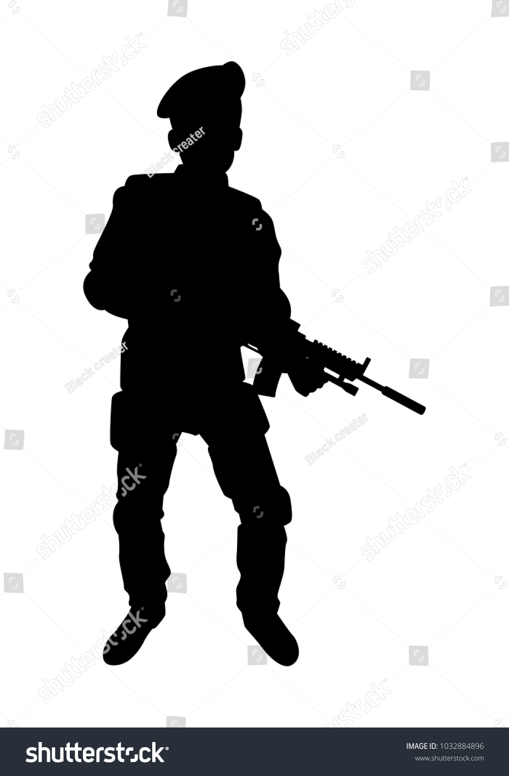 Soldier with rifle gun silhouette vector - Royalty Free Stock Vector ...