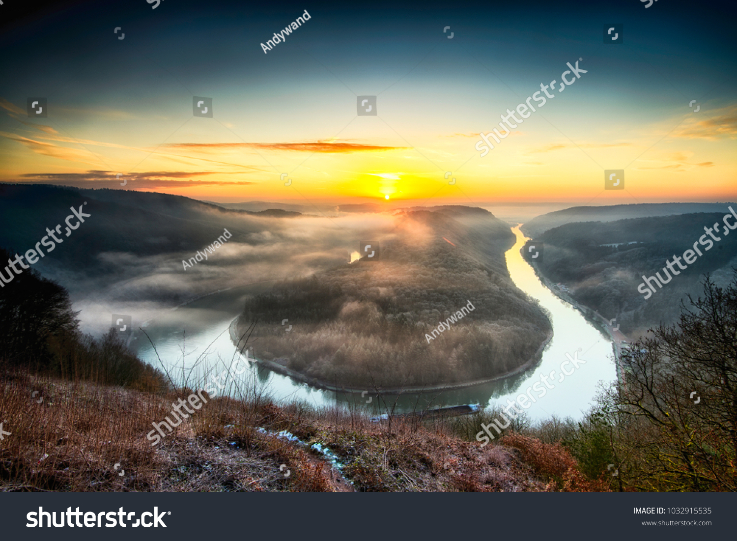 River U Turn Saarschleife #1032915535