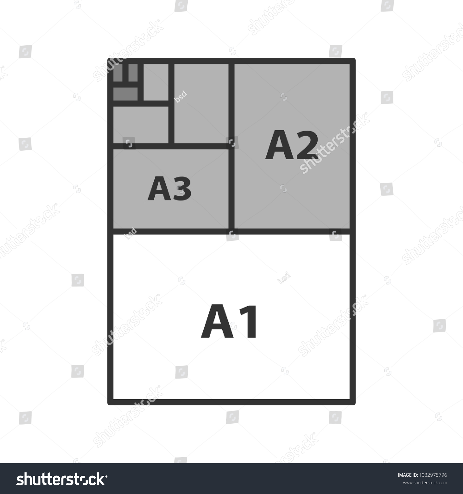 Paper Sizes Color Icon Paper Sheet Formats A3 Royalty Free Stock Vector 1032975796 8046