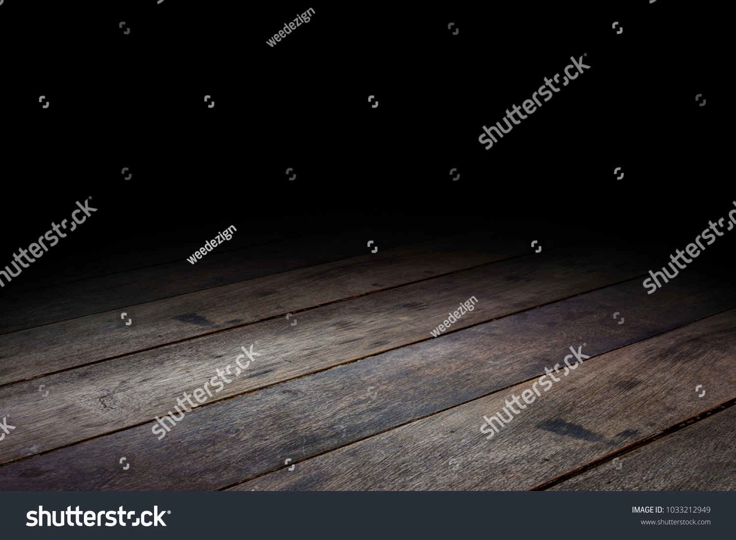 Dark Plank wood floor texture perspective background for display or montage of product,Mock up template for your design. #1033212949