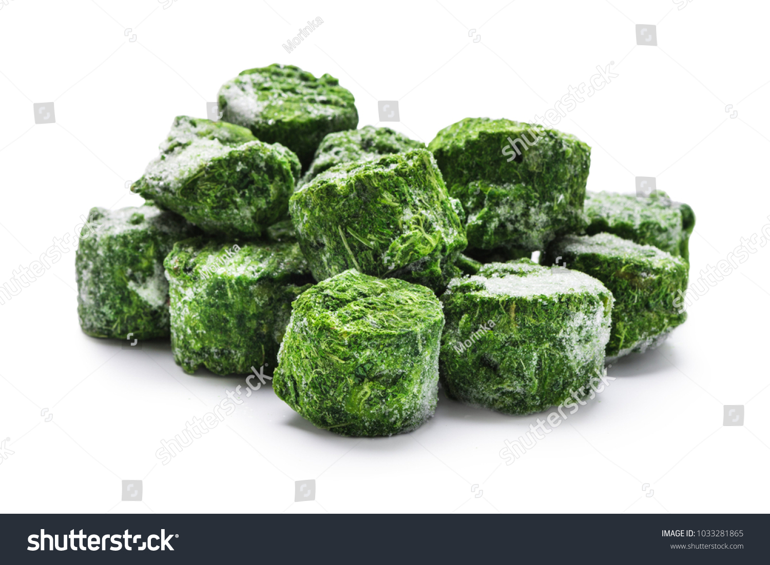 Frozen spinach isolated over white #1033281865