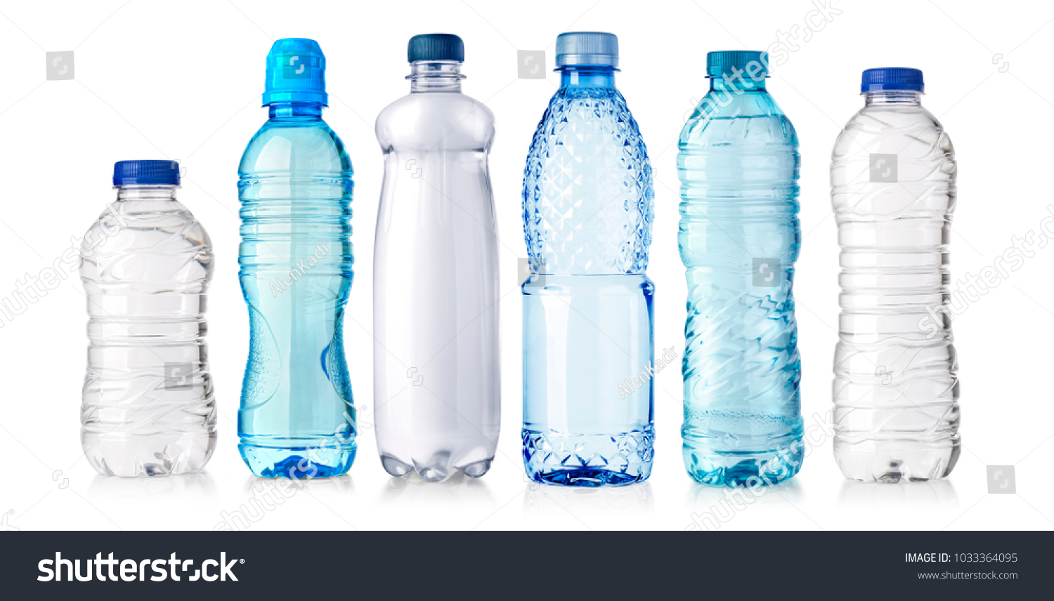 set of water plastic bottle isolated on white background #1033364095