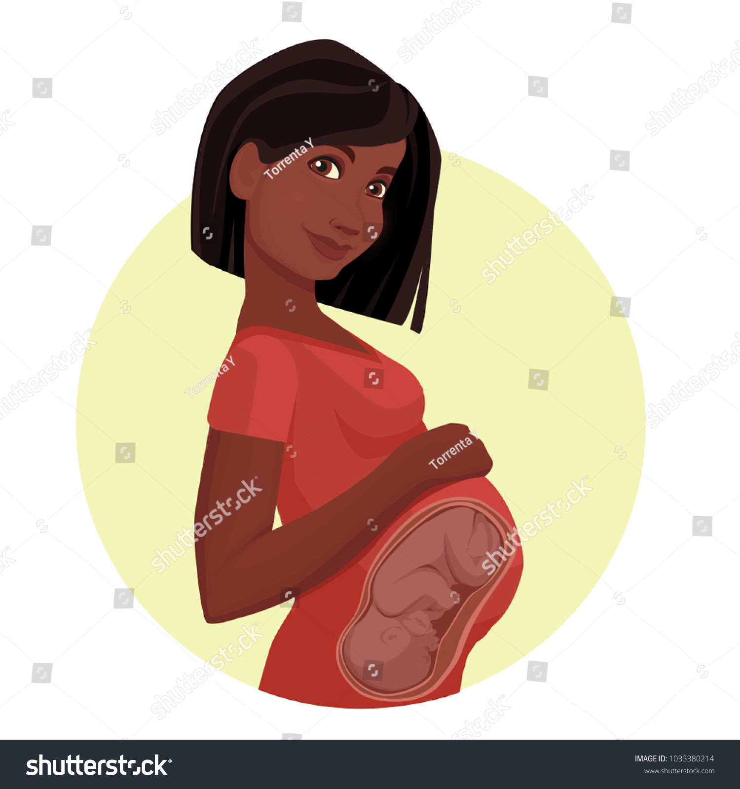 Dark Skinned Pregnant Woman Embryo In The Royalty Free Stock Vector 1033380214 9871
