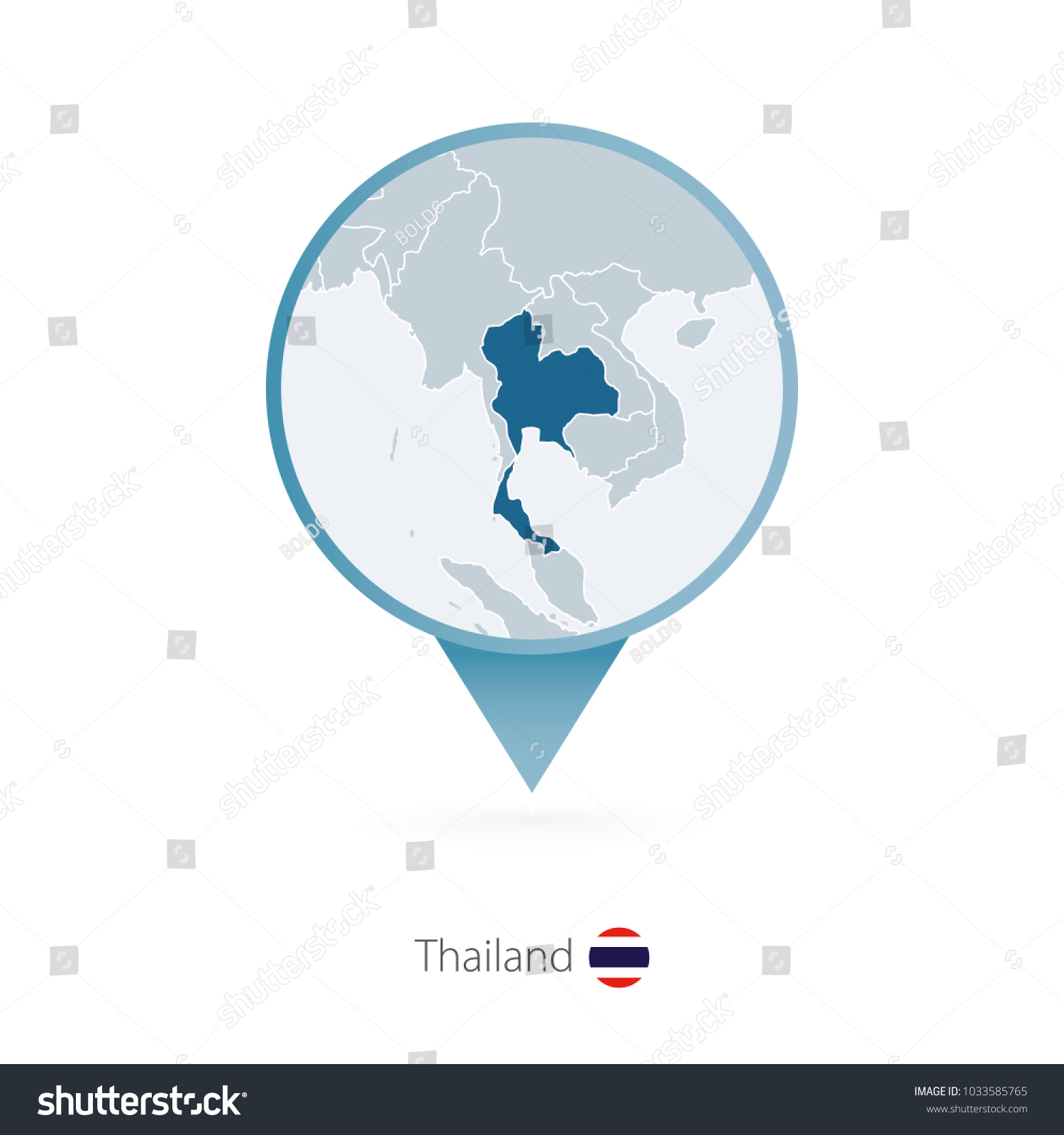 Map Pin With Detailed Map Of Thailand And Royalty Free Stock Vector