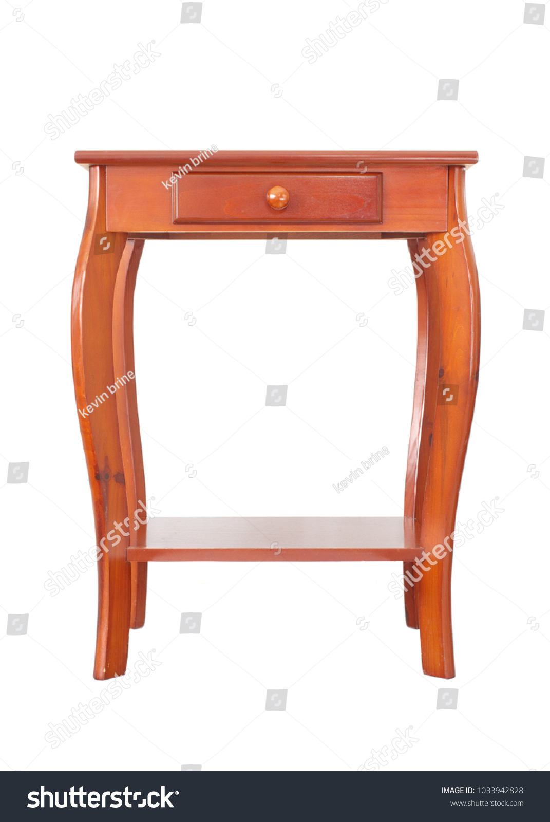 Rich color wood end table isolated on white. #1033942828