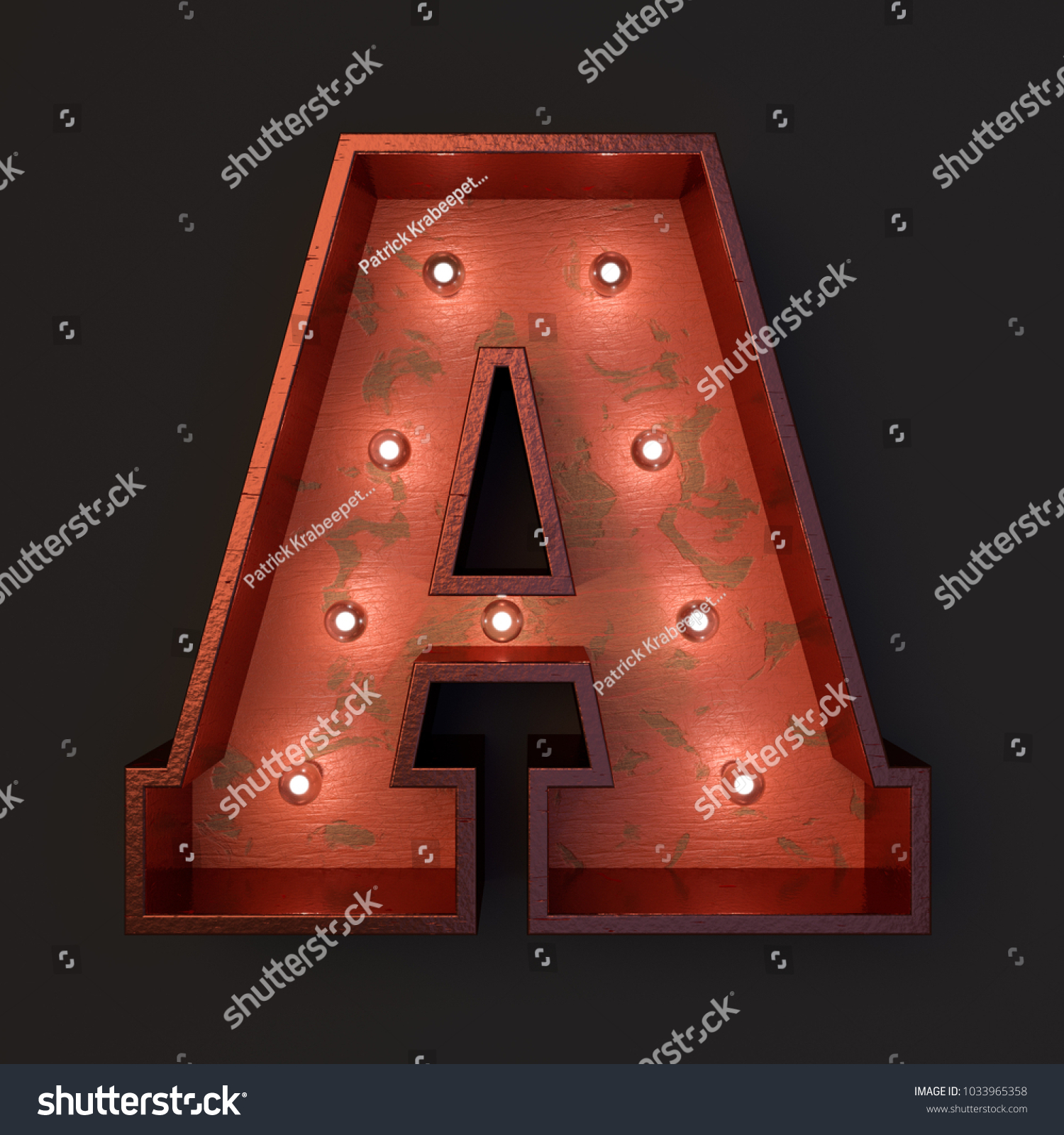 Illuminated marquee light bulb letter A #1033965358