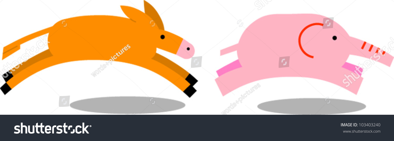 A Donkey And An Elephant, Symbols For The Two - Royalty Free Stock ...