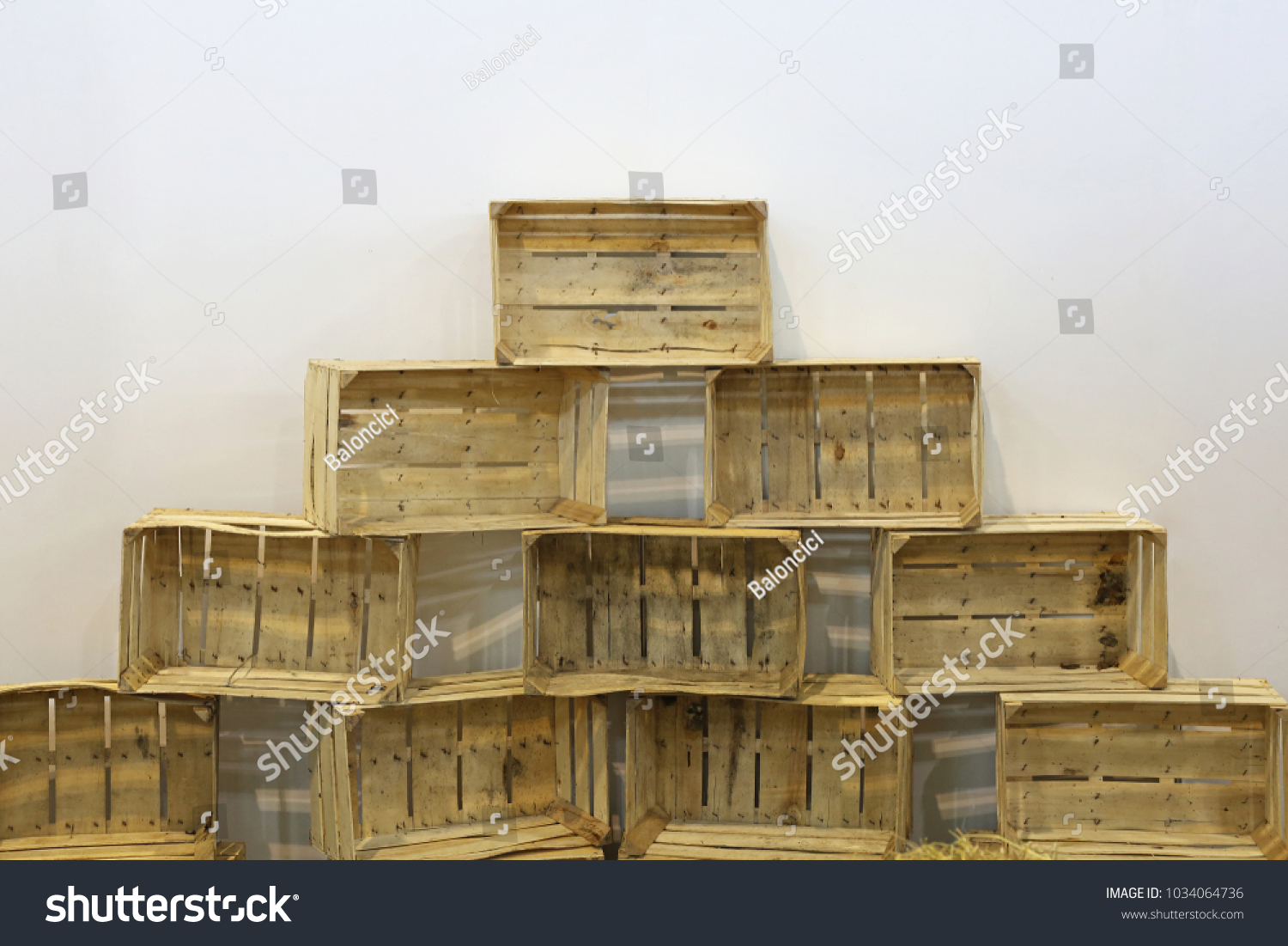 Empty Retro Wooden Crates for Agriculture #1034064736