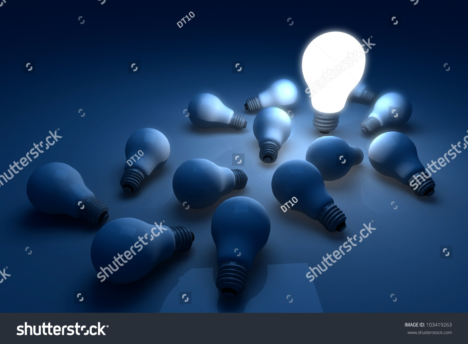 Light Bulb 3D render Outstanding Brightness in the Dark and Shadow #103419263