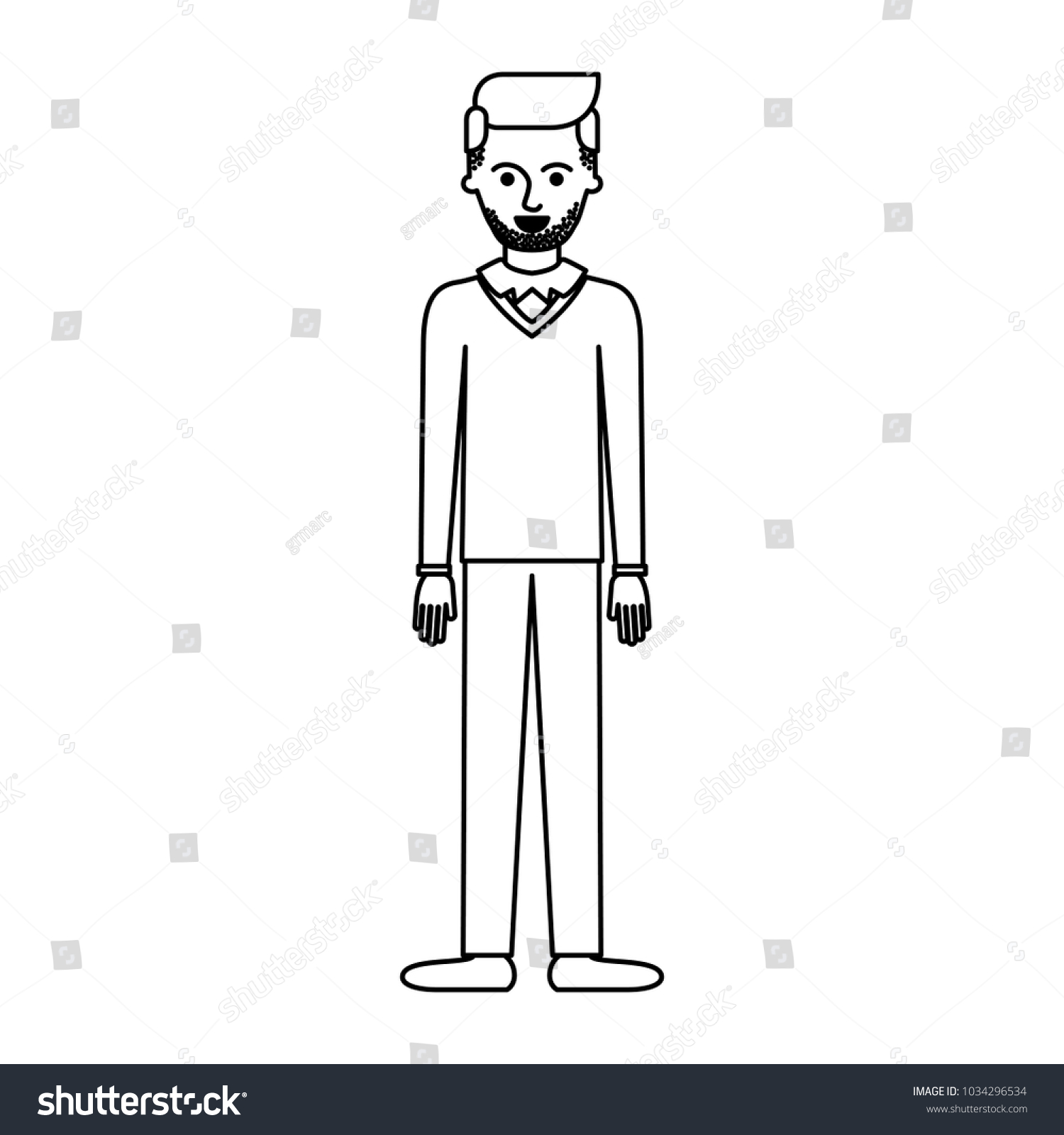 man full body with stubble beard and sweater and - Royalty Free Stock ...