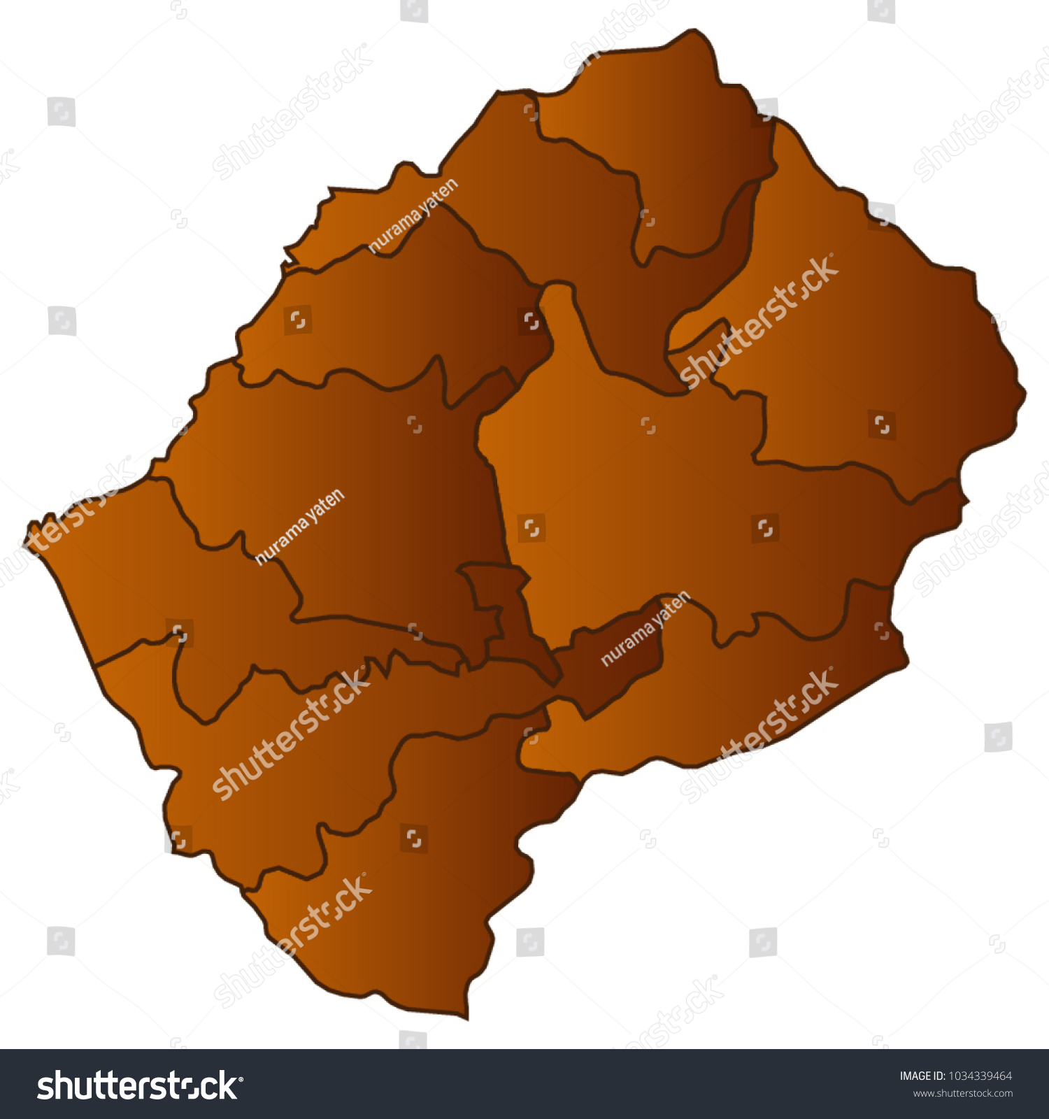 Map of Lesotho- Map of the city and each border - Royalty Free Stock ...