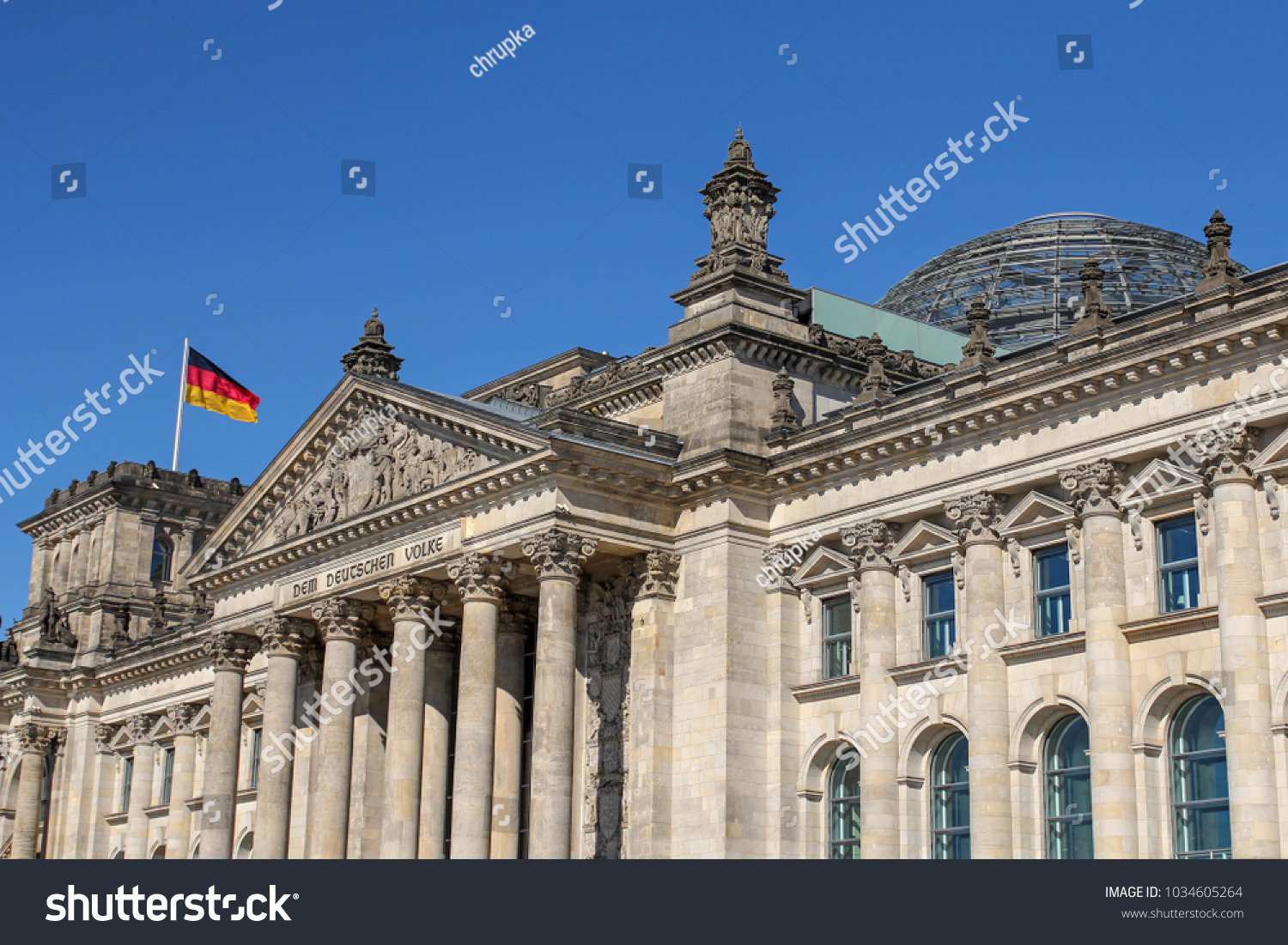 facade of Reichstag building in Berlin, Germany #1034605264