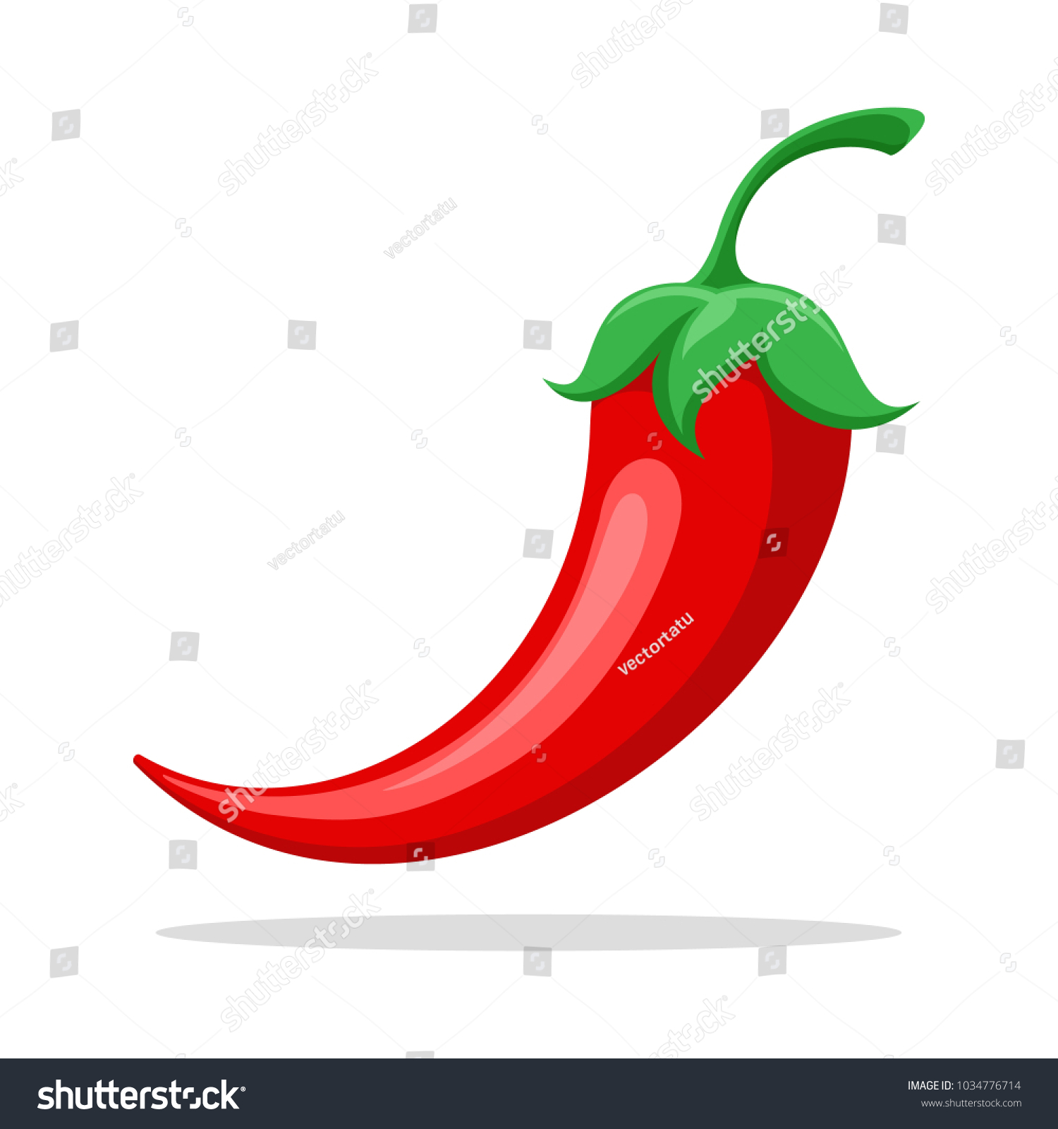 Spicy pepper. Savoury extra tabasco or cayenne red pepper closeup vector illustration #1034776714