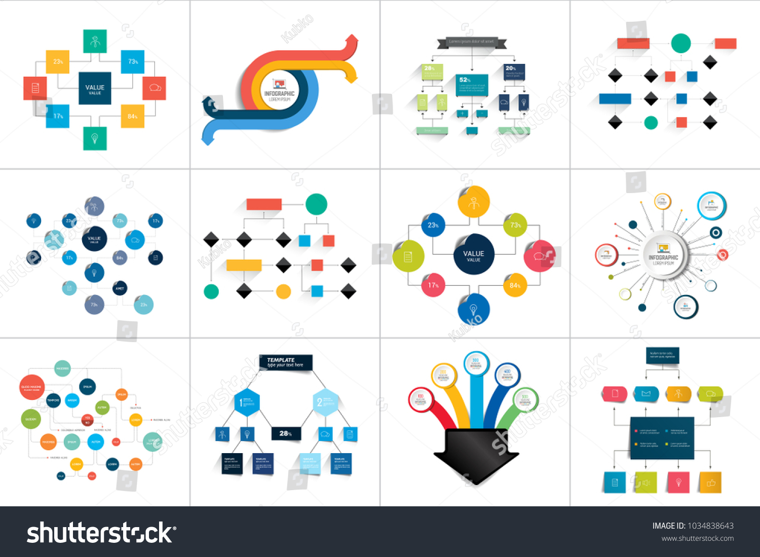 Flowcharts Schemes Diagrams Mega Set Simply Royalty Free Stock Vector 1034838643 7252