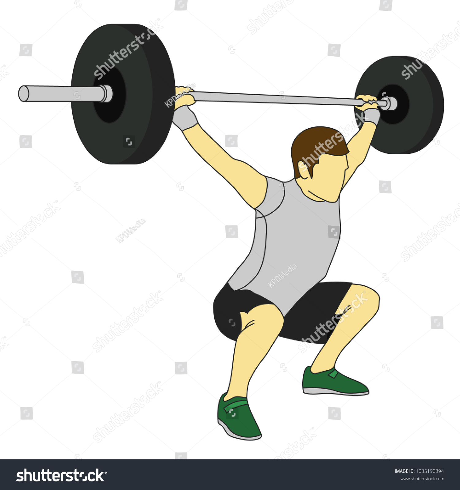 Muscular man-weightlifter doing squat and - Royalty Free Stock Vector ...