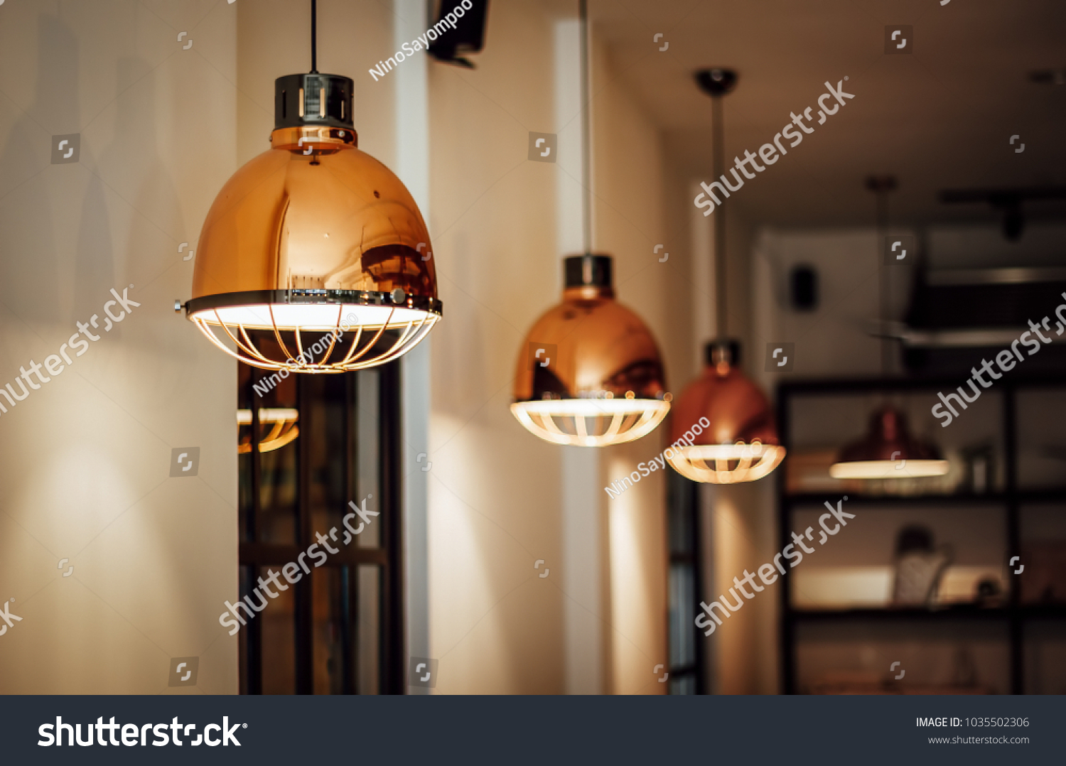 Warm and Vintage Interior Light, Coffee Shop #1035502306