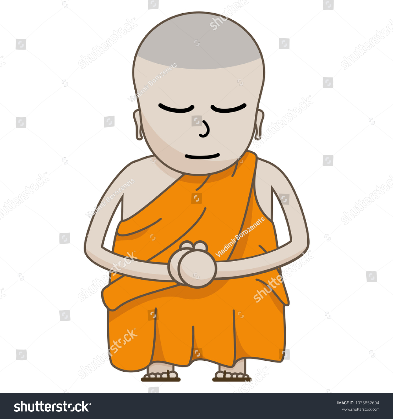 Vector Cartoon Buddhist Monk Character Royalty Free Stock Vector