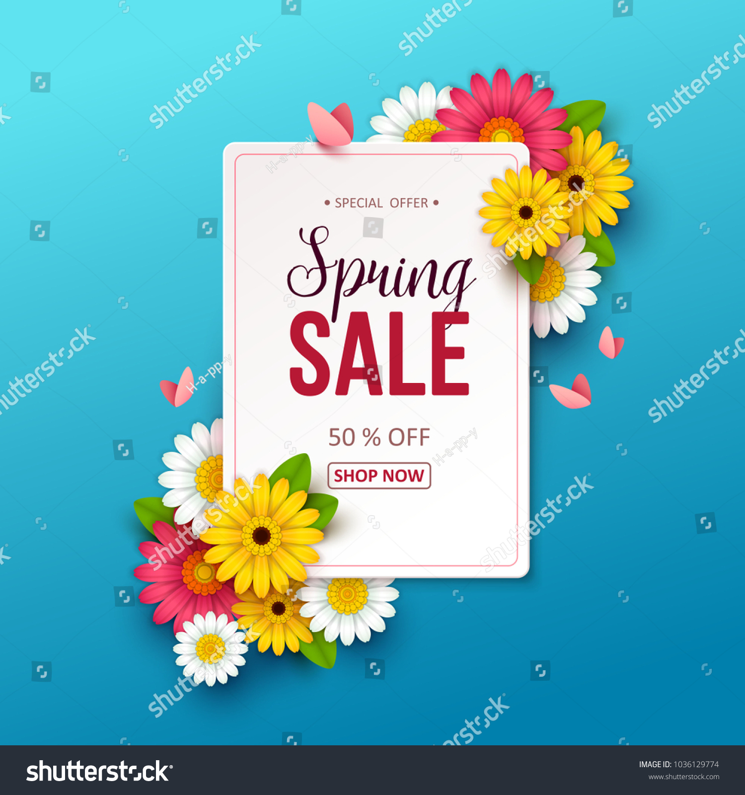Spring sale background with beautiful flowers. #1036129774