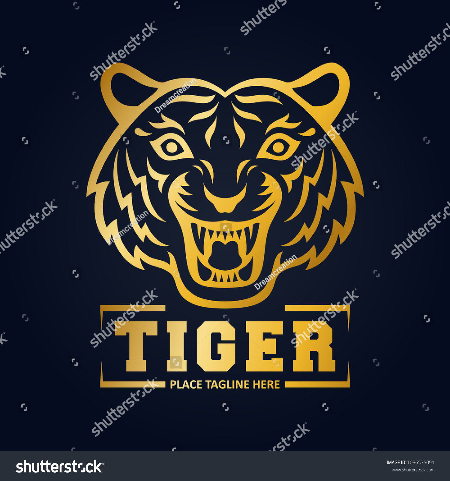 Gold Tiger Head Mascot - Royalty Free Stock Vector 1036575091 - Avopix.com