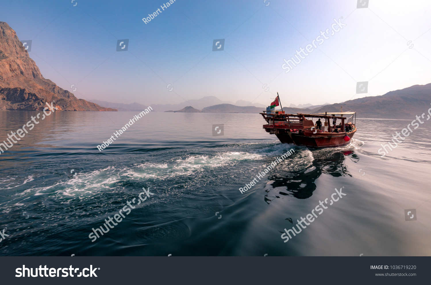 Dhow cruise in the fjords of Musandam, Oman - Royalty Free Stock Photo ...