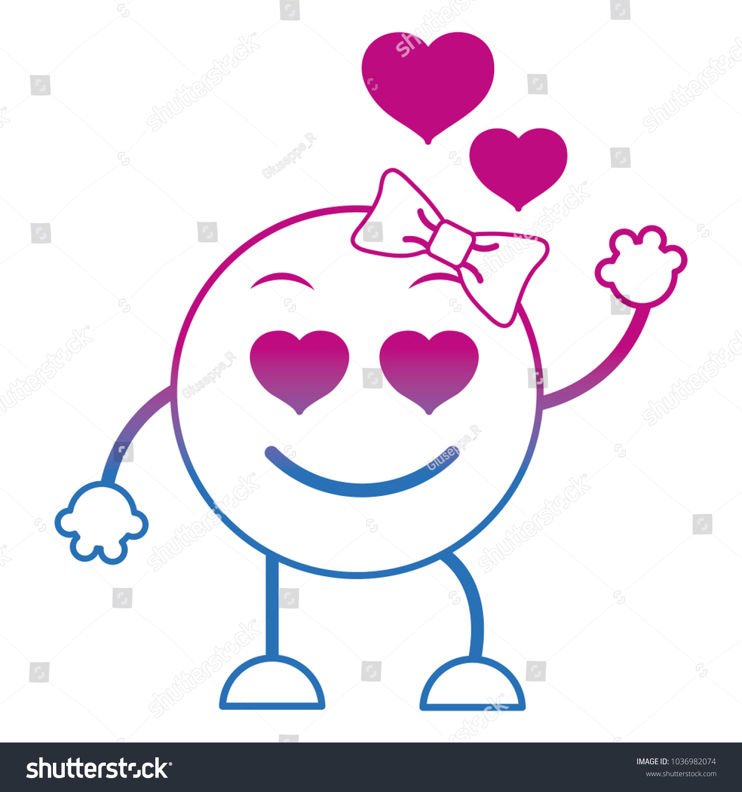 degraded line enamored female emoji expression - Royalty Free Stock ...