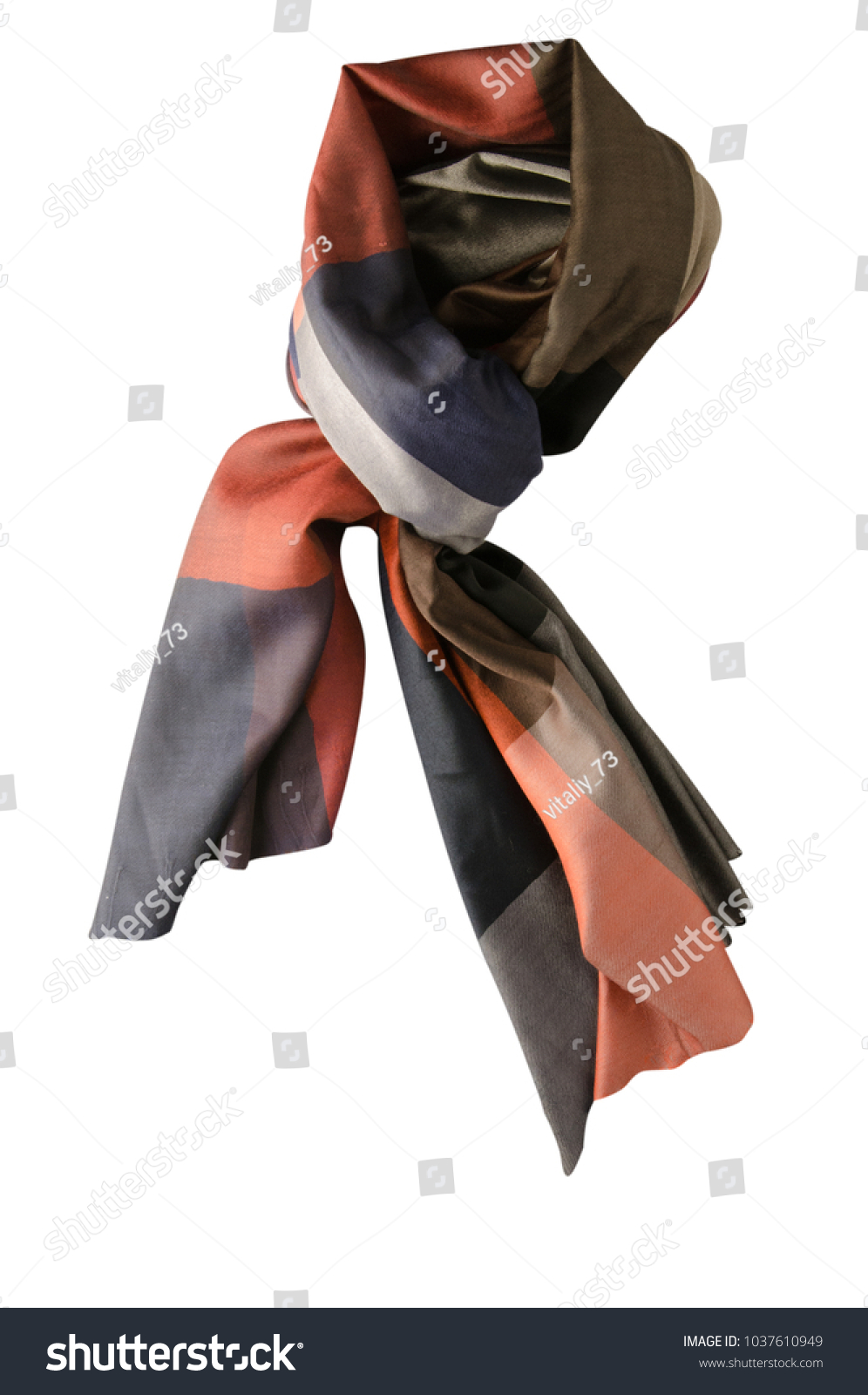 scarf summer. multicolored scarf. Scarf top view. #1037610949