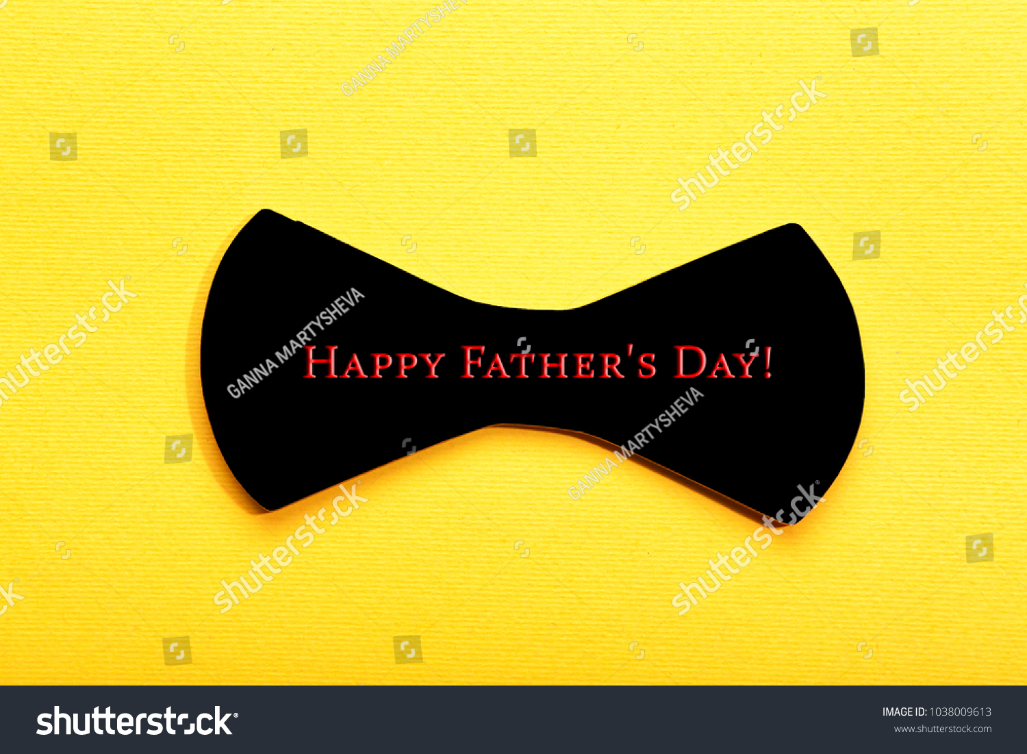 Happy Father's Day! Minimalism. Black male bow tie. Banner, layout, flat layout #1038009613