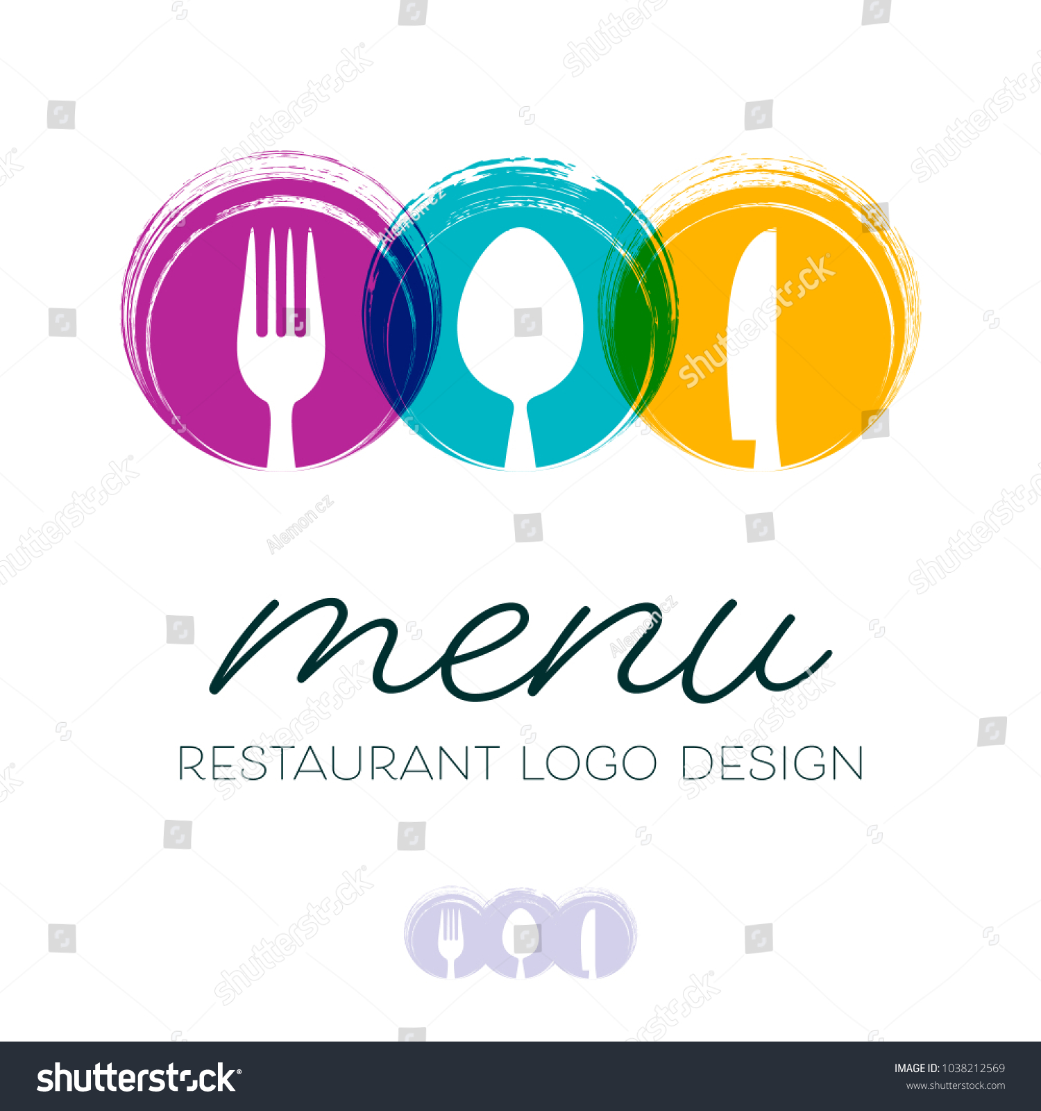 Abstract restaurant menu design with cutlery signs logo #1038212569