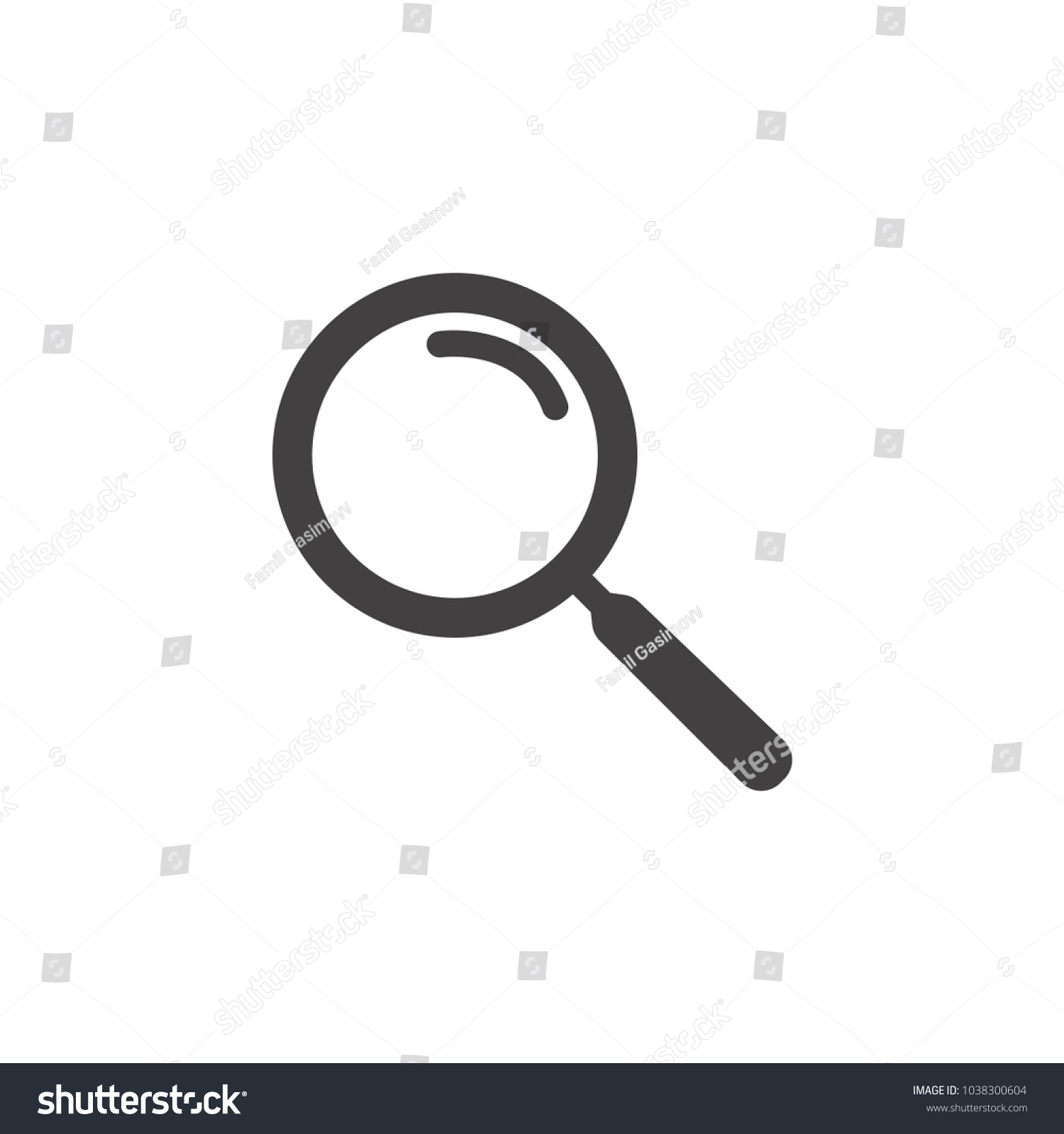 Magnifying icon. Magnify glass. Research, find icon vector. Lens, look magnifier, loupe sign. Linear style sign for mobile concept and web design. Search symbol illustration. vector graphics - Vector #1038300604