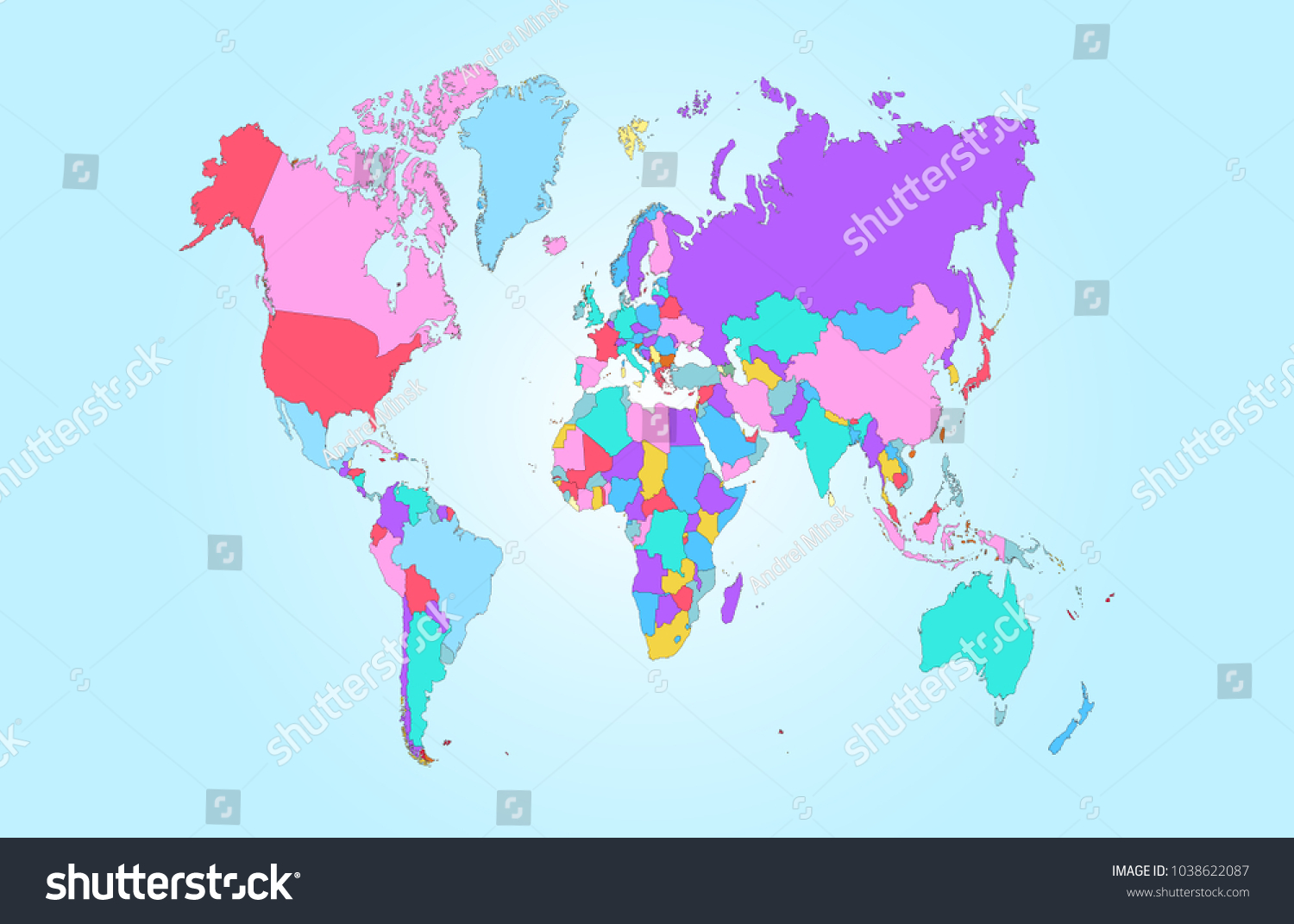 color world map vector - Royalty Free Stock Vector 1038622087 - Avopix.com