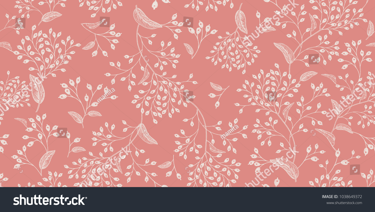 Floral vintage seamless pattern. Pink and white. Oriental style. Vector illustration art. For design textiles, paper, wallpaper. #1038649372