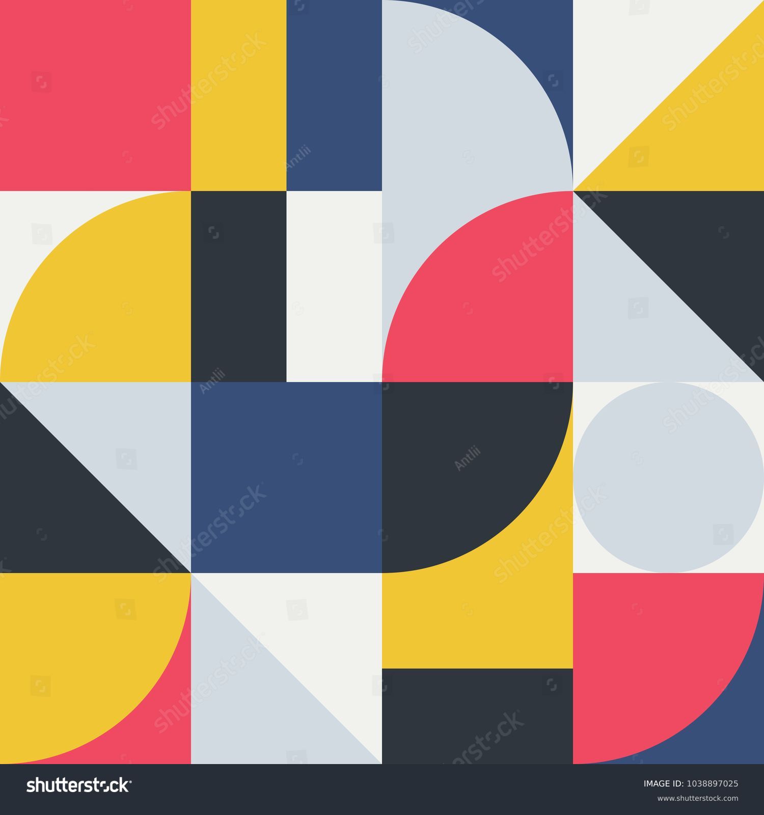 Geometry minimalistic artwork poster with simple shape and figure. Abstract vector pattern design in Scandinavian style for web banner, business presentation, branding package, fabric print, wallpaper #1038897025