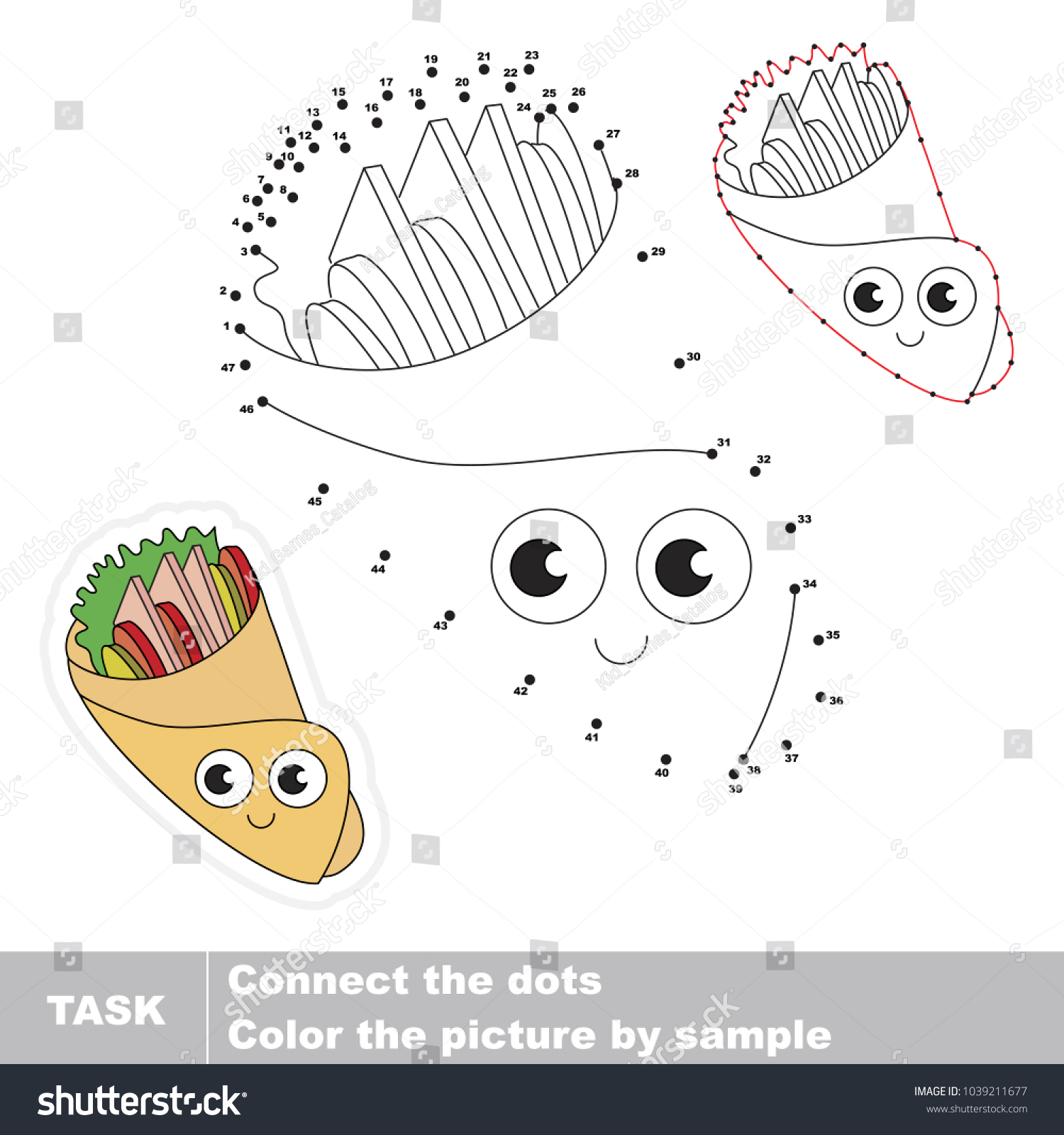 Burger Roll Fast Food. Dot to dot educational - Royalty Free Stock ...