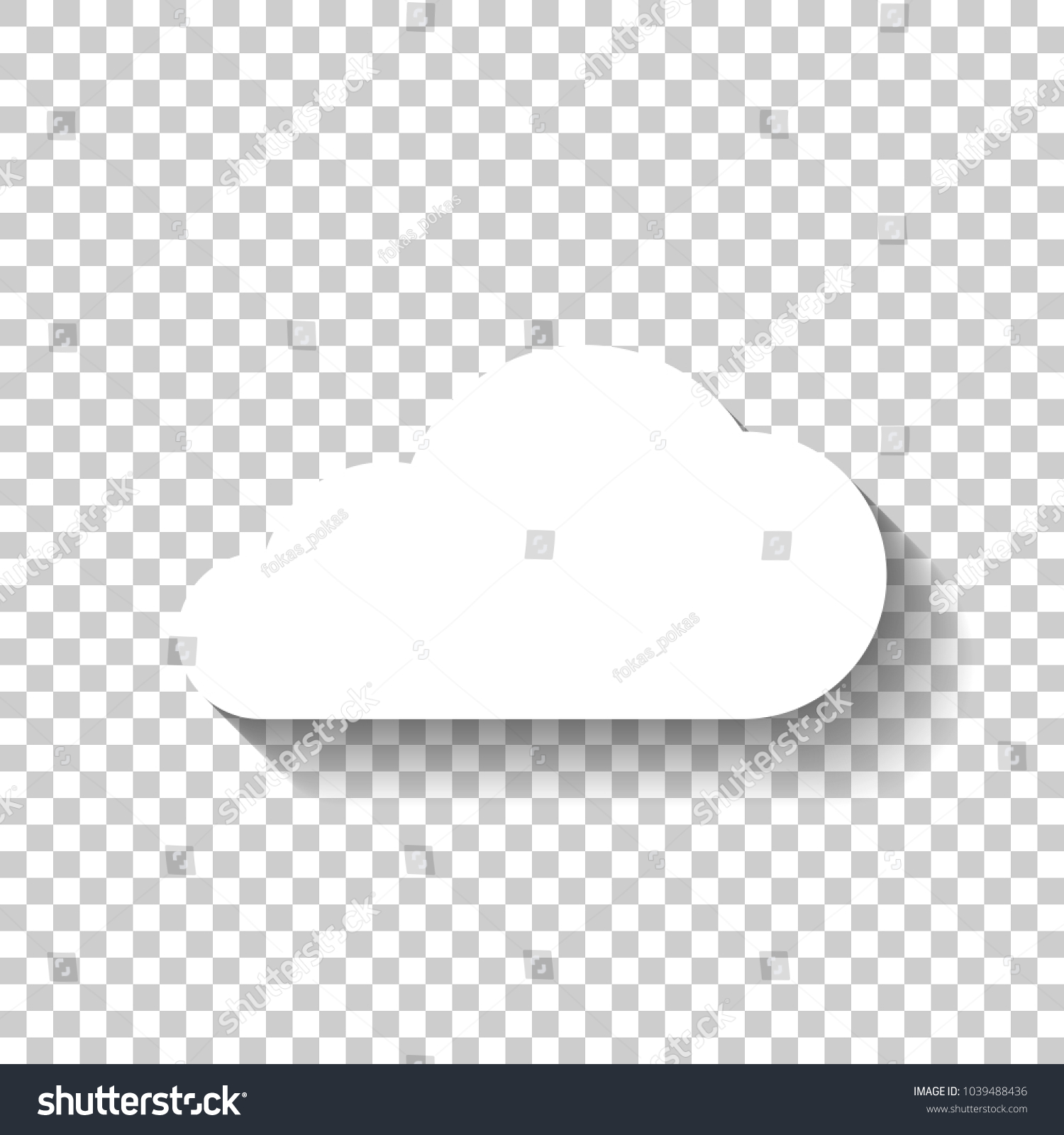 cloud icon. White icon with shadow on transparent background #1039488436