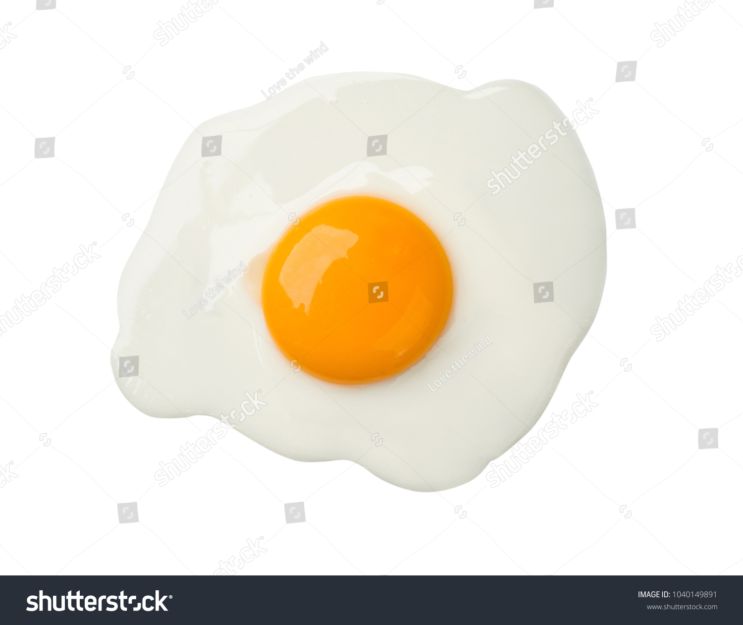 Fried egg isolated on white background on top view  food cooking photo object design